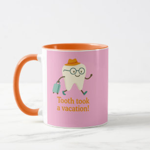 Caneca de Café Dente Saiu de Férias Dente Engraç