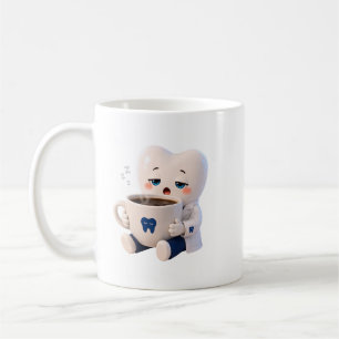 Caneca De Café Dente Sonolento Bebendo Café Presente Divertido de