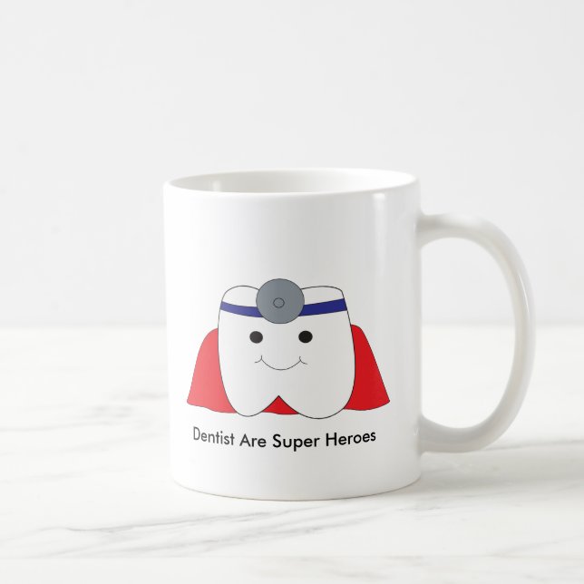 Caneca De Café Dentista Bonito São Super Heróis Personalizáveis (Direita)