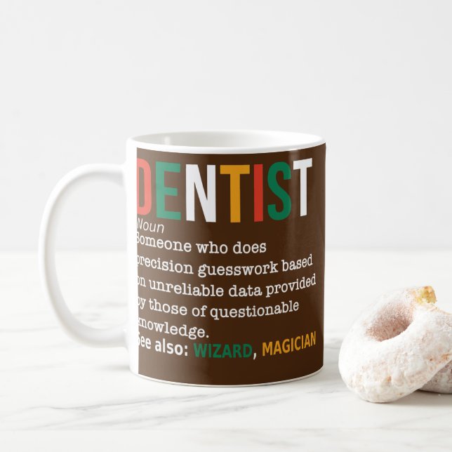 Caneca De Café Dentista Definição Noun Funny Dentist Dental (Com Donut)