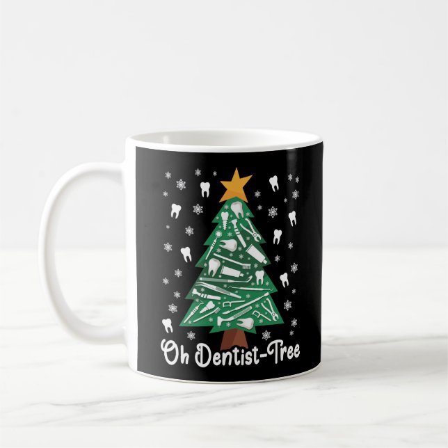 Caneca De Café Dentista Dental Ohh Dentista - Árvore de Natal (Esquerda)