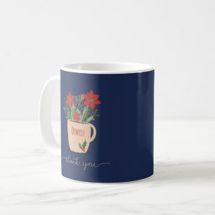 Caneca De Café Dentista Obrigado em Poinsettias de Natal
