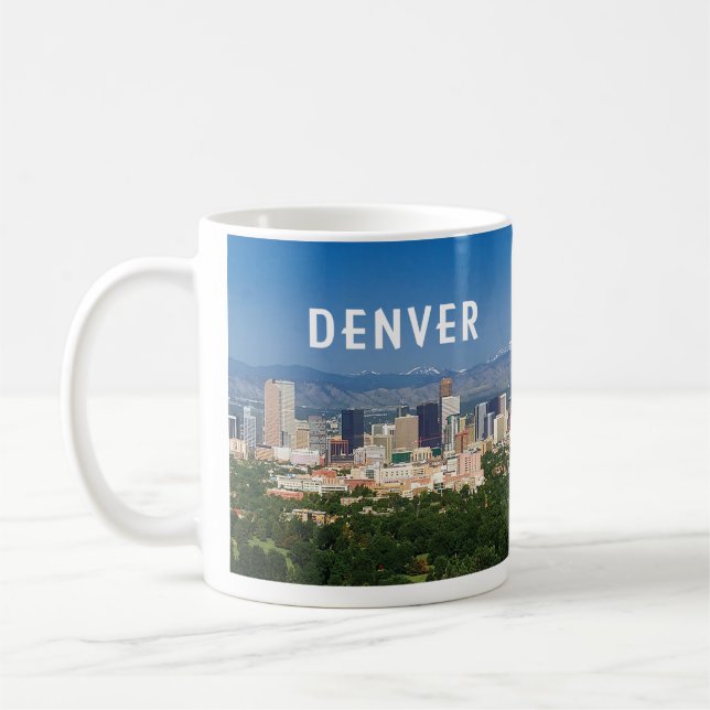 Caneca De Café Denver Colorado com centro e montanhas (Esquerda)
