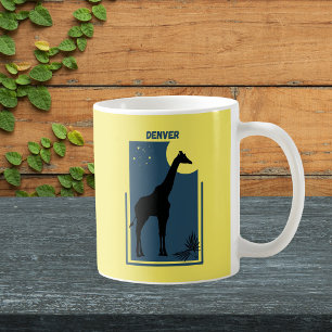 Caneca De Café Denver Zoo Colorado Vintage Giraffe