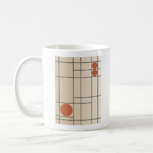 Caneca De Café Deriva Óssea Nº 1 Arte Geométrica Bege + Terracota