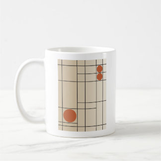 Caneca De Café Deriva Óssea Nº 1 Arte Geométrica Bege + Terracota