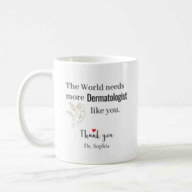 Caneca De Café Dermatologista Obrigado Nome Personalizado (Esquerda)
