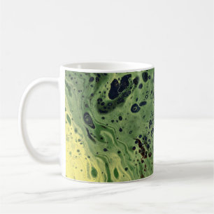 Caneca De Café Desaparece 3 Abstrato verde-amarelo-preto
