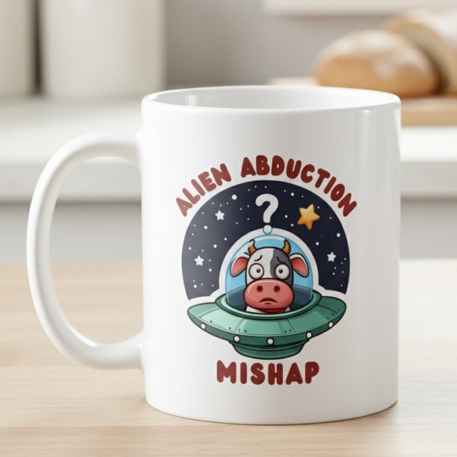 Caneca De Café Desastre de Abdução Alienígena: Vaca Confusa  (Criador carregado)