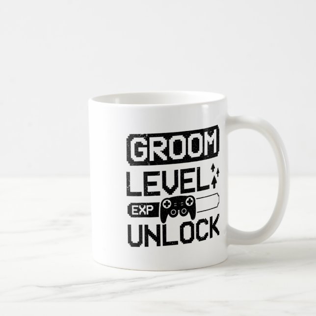 Caneca De Café Desbloqueio de Nível do Noivo: Despedida de Soltei (Direita)