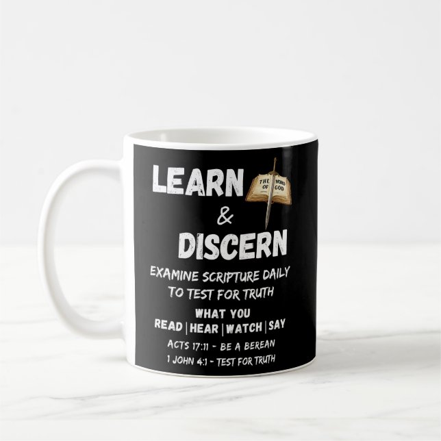 Caneca De Café Desculpas Berean Aprenda e Discerne Escritura da V (Esquerda)