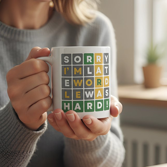 Caneca De Café Desculpe, eu estou atrasado, o Wordle foi Duro Eng (Criador carregado)