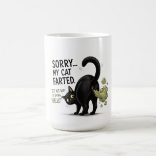 Caneca De Café Desculpe Meu Gato Soltou Pum Humor de Gato Preto E