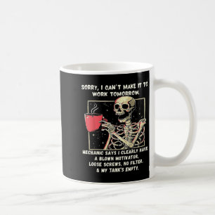 Caneca De Café Desculpe, não posso ir trabalhar amanhã, diz o mec