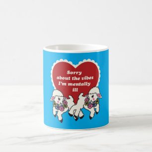 Caneca De Café Desculpe pelas Vibrações Humor Saúde Mental Ovelha
