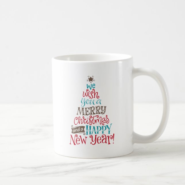 Caneca De Café Desejamos-lhe um Feliz Natal e um Feliz ano novo (Direita)