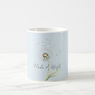Caneca De Café Desejo de Flor de Dente-de-Leão Azul Amarelo Branc