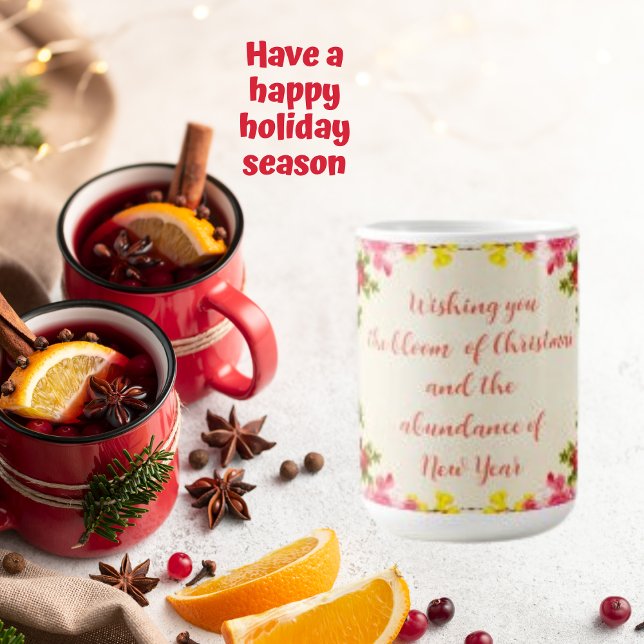 Caneca De Café Desejo-Te, Rosas De Flor, Citações De Férias De Bu (Criador carregado)