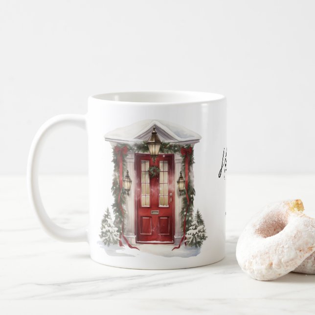 Caneca De Café Desejos de Férias Modernos Negócios (Com Donut)