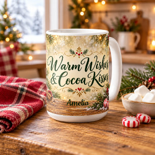 Caneca De Café Desejos Quentes e Beijos de Cacau Natal