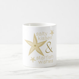 Caneca De Café Desejos salgados da estrela do mar dos beijos