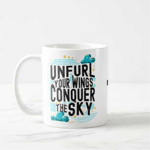 Caneca De Café Desencha suas asas Conquiste o Sky Modern Pun