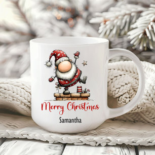Caneca de Café Desenhada à Mão Papai Noel Humoríst