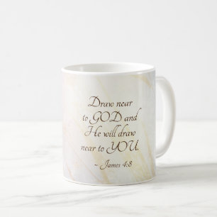 Caneca De Café Desenhar James 4:8 Perto de Deus Bíblia Verse