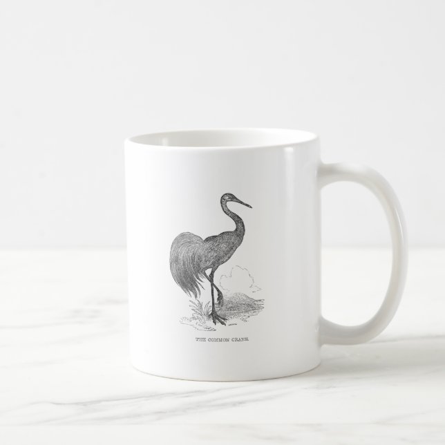 Caneca De Café Desenho a caneta e tinta de grou vintage (Direita)