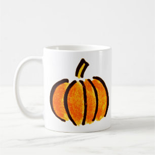 Caneca De Café Desenho a Lápis de Abóbora de Halloween, Abóboras