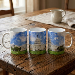Caneca De Café Desenho a Pastel do Capitólio dos Estados Unidos