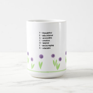 Caneca De Café Desenho Acróstico de Professor Floral