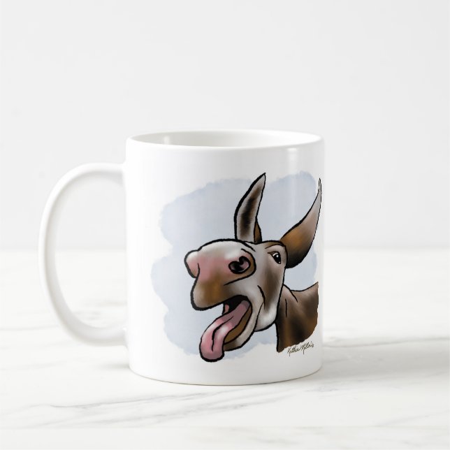 Caneca De Café Desenho Animado de Burro Louco e Divertido (Esquerda)