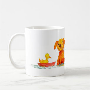 Caneca De Café Desenho Animado de Cachorro e Pato