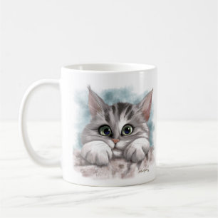 Caneca De Café Desenho animado de gatinho cinza malhado adorável