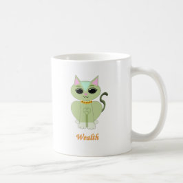 Caneca De Café Desenho animado de gato fofo verde