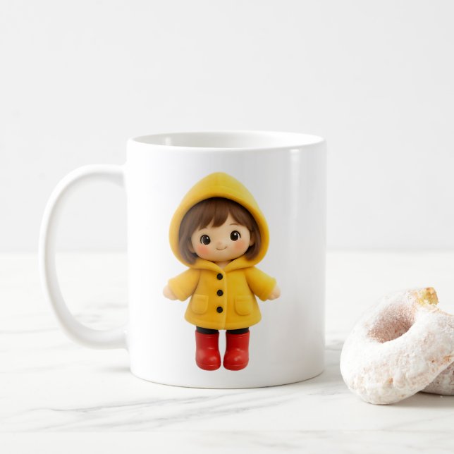 Caneca De Café Desenho animado de menina fofa (Com Donut)