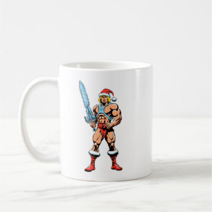 Caneca De Café Desenho animado do He Man com chapéu de Papai Noel