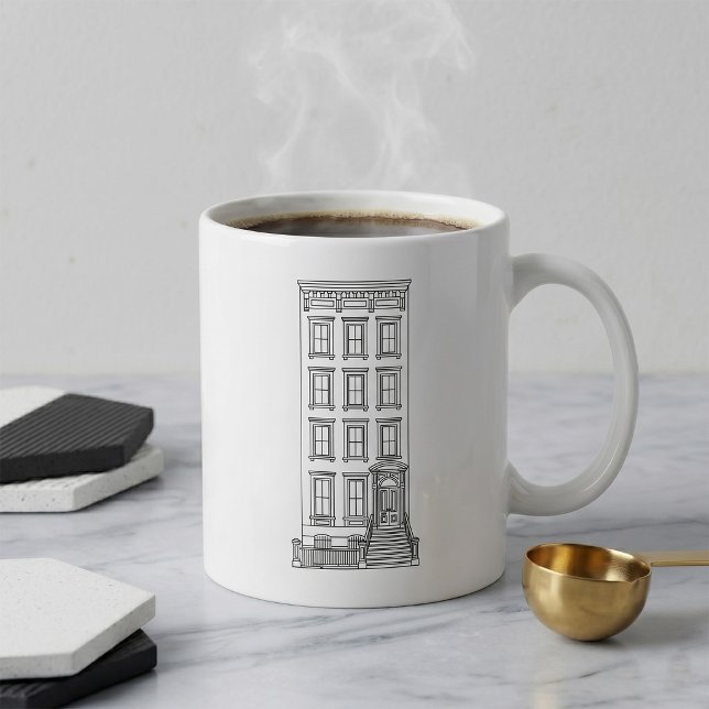 Caneca De Café Desenho Clássico de Apartamento com Saguão de Nova (Criador carregado)