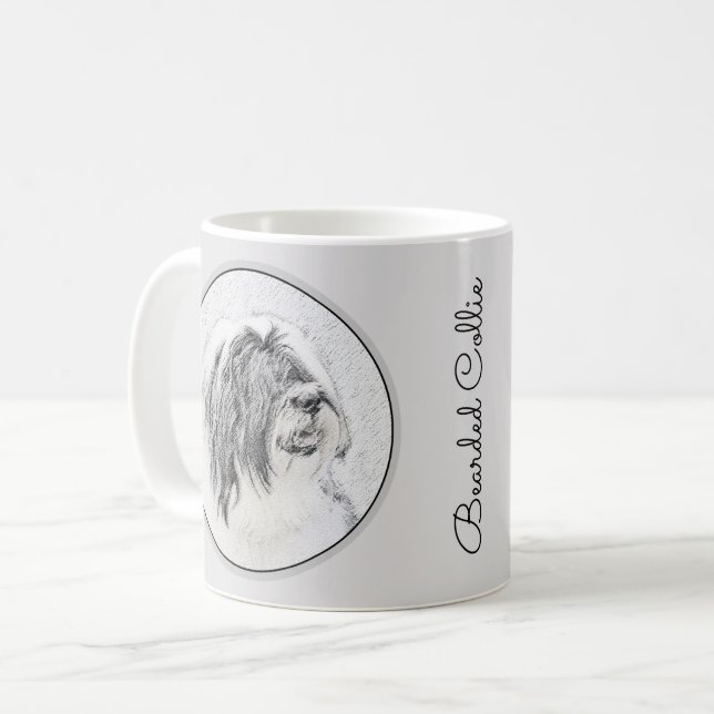 Caneca De Café Desenho Collie Com Carapaça - Arte Cachorra Origin (Frente Esquerda)
