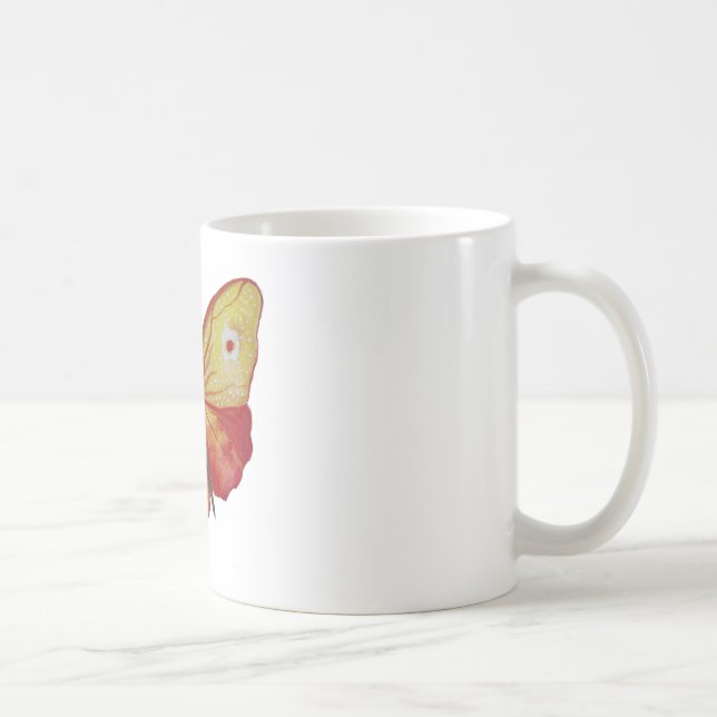 Caneca De Café Desenho da Borboleta Amarela Laranja (Direita)