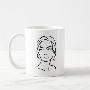 Caneca De Café Desenho da face de uma mulher de linha 4