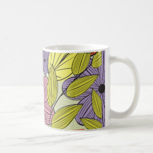 Caneca De Café Desenho da Flor Primitiva Retroativa