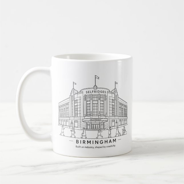 Caneca De Café Desenho da Linha do Edifício Selfridges de Birming (Esquerda)