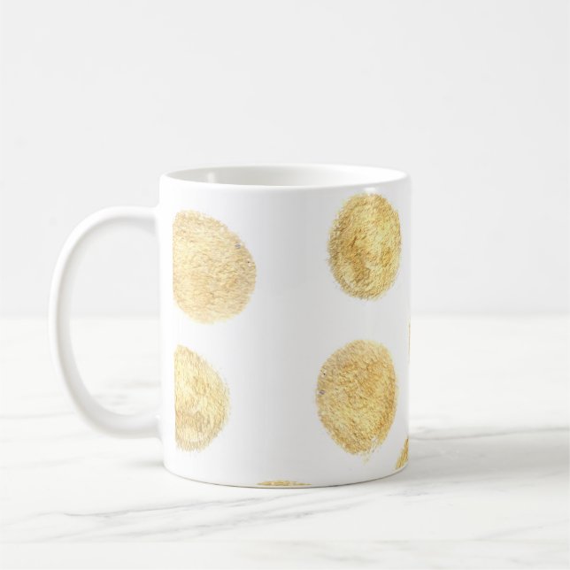 Caneca De Café Desenho da mão da Bolinhas do ouro (Esquerda)