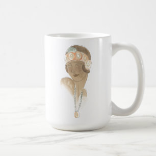 Caneca De Café Desenho da Moda Flapper - Mulher com Cabeça