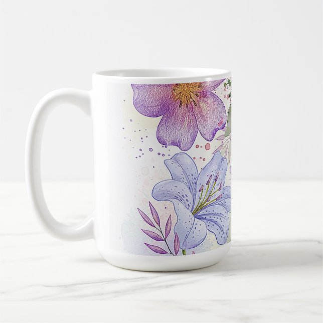 Caneca De Café Desenho de Aguarela de Girassol (Esquerda)
