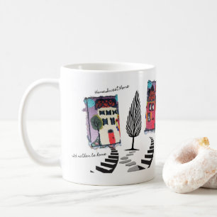 Caneca De Café Desenho de agulha abstrata casas caneca/lar doce l