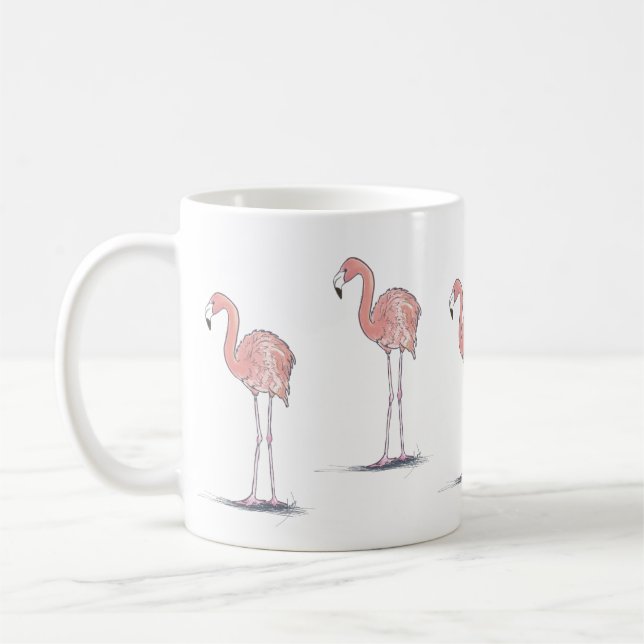 Caneca De Café Desenho de aquarela cor-de-rosa Flamingos (Esquerda)
