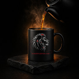 Caneca De Café Desenho de arte com palavras ousado de Leão do zod